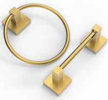 Load image into Gallery viewer, RUACQ Toilet Paper Holder and Towel Ring Bathroom Accessories Hardware Set, Stainless Steel and Zinc Alloy, Chrome, CQ-87010-2P-C
