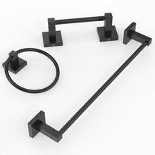 Load image into Gallery viewer, RUACQ 4 Pieces Bathroom Hardware Set, Toilet Paper Holder, Towel Ring, Towel Hook, 18-inch Towel Bar, Stainless Steel and Zinc Alloy, Matte Black, CQ-870B-4P
