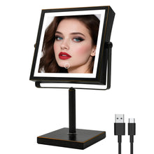 Load image into Gallery viewer, RUACQ Rechargeable Makeup Mirror with LED Lights, 1/10X Magnification, 3 Color Lights, Adjust Brightness, Antique Brass, CQ-290-AG
