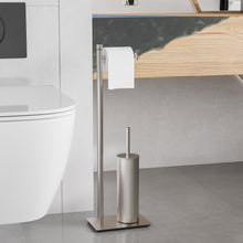 Load image into Gallery viewer, RUACQ Toilet Paper Holder Stand with Toilet Brush and Holder Set, 304 Stainless Steel, Weighted Base, Heavy Duty, Brushed Nickel, CQ-4081-N
