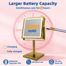 Load image into Gallery viewer, RUACQ Rechargeable Makeup Mirror with LED Lights, 1/10X Magnification, 3 Color Lights, Adjust Brightness, Antique Brass, CQ-290-AG
