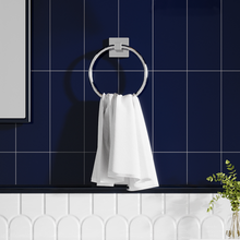 Load image into Gallery viewer, RUACQ Hand Towel Ring Wall Mounted, Square Base, Stainless Steel, Heavy Duty, Chrome, CQ-87011-C
