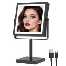 Load image into Gallery viewer, RUACQ Rechargeable Makeup Mirror with LED Lights, 1/10X Magnification, 3 Color Lights, Adjust Brightness, Antique Brass, CQ-290-AG
