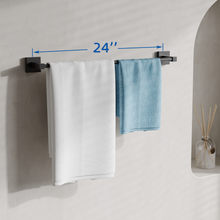 Load image into Gallery viewer, RUACQ 24inch Towel Bar Wall Mounted, One-piece Rod, Stainless Steel, Matte Black, CQ-87001-24-B
