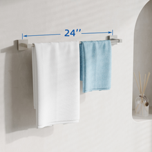 Load image into Gallery viewer, RUACQ 24inch Towel Bar Wall Mounted, One-piece Rod, Stainless Steel, Brushed Nickel, CQ-87001-24-N
