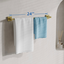 Load image into Gallery viewer, RUACQ 24inch Towel Bar Wall Mounted, One-piece Rod, Stainless Steel, Brushed Gold, CQ-87001-24-G
