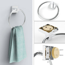 Load image into Gallery viewer, RUACQ 4 Pieces Bathroom Hardware Set, Toilet Paper Holder, Towel Ring, Towel Hook, 18-inch Towel Bar, Stainless Steel and Zinc Alloy, Chroem, CQ-870C-4P
