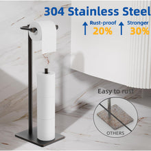 Load image into Gallery viewer, RUACQ Toilet Paper Holder Stand with Storage for 4 Rolls, Post Pivoting Design, Stable Weighted Base, SUS304 Stainless Steel, Oil Rubbed Bronze, CQ-4802-ORB
