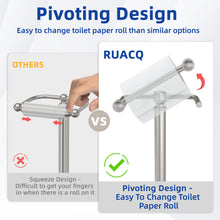 Load image into Gallery viewer, RUACQ Toilet Paper Holder Stand with Storage for 4 Rolls, Post Pivoting Design, Stable Weighted Base, SUS304 Stainless Steel, Brushed Nickel, CQ-4802-N
