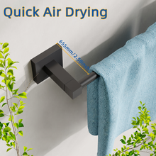 Load image into Gallery viewer, RUACQ 24inch Towel Bar Wall Mounted, One-piece Rod, Stainless Steel, Matte Black, CQ-87001-24-B
