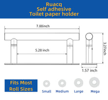Load image into Gallery viewer, RUACQ Adhesive Toilet Paper Holder, Double Post Pivoting, Stainless Steel, Brushed Nickel, CQ-71710MD-N
