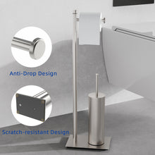 Load image into Gallery viewer, RUACQ Toilet Paper Holder Stand with Toilet Brush and Holder Set, 304 Stainless Steel, Weighted Base, Heavy Duty, Brushed Nickel, CQ-4081-N
