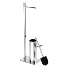 Load image into Gallery viewer, RUACQ Toilet Paper Holder Stand with Toilet Brush and Holder Set, 304 Stainless Steel, Weighted Base, Heavy Duty, Brushed Nickel, CQ-4081-G
