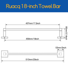 Load image into Gallery viewer, RUACQ 24inch Towel Bar Wall Mounted, One-piece Rod, Stainless Steel, Brushed Gold, CQ-87001-24-G
