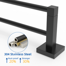 Load image into Gallery viewer, RUACQ 24inch Towel Rack, Square Base, Steeless Steel, Matte Black, CQ-87002-B

