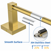 Load image into Gallery viewer, RUACQ 24inch Towel Bar Wall Mounted, One-piece Rod, Stainless Steel, Brushed Gold, CQ-87001-24-G
