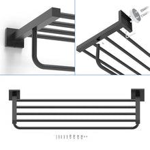 Load image into Gallery viewer, RUACQ 24inch Towel Rack, Square Base, SUS 304 Stainless Steel, Heavy Duty, Brushed Nickel, CQ-8831-N
