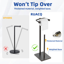 Load image into Gallery viewer, RUACQ Toilet Paper Holder Stand with Storage for 4 Rolls, Post Pivoting Design, Stable Weighted Base, SUS304 Stainless Steel, Oil Rubbed Bronze, CQ-4802-ORB
