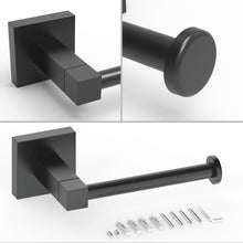 Load image into Gallery viewer, RUACQ Toilet Paper Holder Wall Mount,Square Base,Stainless Steel, Matte Black,CQ-87010A-B
