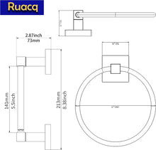 Load image into Gallery viewer, RUACQ Toilet Paper Holder and Towel Ring Bathroom Accessories Hardware Set, Stainless Steel and Zinc Alloy, Chrome, CQ-87010-2P-C
