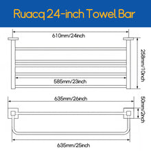 Load image into Gallery viewer, RUACQ 24inch Towel Rack, Square Base, SUS 304 Stainless Steel, Heavy Duty, Brushed Nickel, CQ-8831-N
