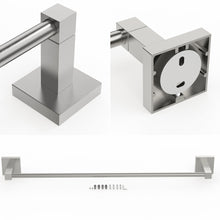 Load image into Gallery viewer, RUACQ 24inch Towel Bar Wall Mounted, One-piece Rod, Stainless Steel, Brushed Nickel, CQ-87001-24-N
