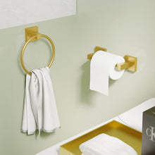 Load image into Gallery viewer, RUACQ Toilet Paper Holder and Towel Ring Bathroom Accessories Hardware Set, Stainless Steel and Zinc Alloy, Brushed Nickel, CQ-87010-2P-G
