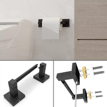 Load image into Gallery viewer, RUACQ Toilet Paper Holder and Towel Ring Bathroom Accessories Hardware Set, Stainless Steel and Zinc Alloy, Matte Black,  CQ-87010-2p
