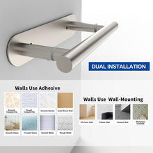 Load image into Gallery viewer, RUACQ Adhesive Toilet Paper Holder, Double Post Pivoting, Stainless Steel, Brushed Nickel, CQ-71710MD-N
