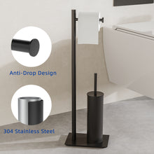 Load image into Gallery viewer, RUACQ Toilet Paper Holder Stand with Toilet Brush and Holder Set, 304 Stainless Steel, Weighted Base, Heavy Duty, Matte Black, CQ-4081-B
