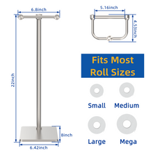 Load image into Gallery viewer, RUACQ Toilet Paper Holder Stand with Post Pivoting Design, Stable Weighted Base, SUS304 Stainless Steel, Brushed Nickel, CQ-4801-N
