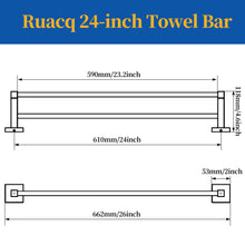 Load image into Gallery viewer, RUACQ 24inch Towel Rack, Square Base, Steeless Steel, Brushed Nickel, CQ-87002-N
