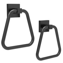 Load image into Gallery viewer, RUACQ Hand Towel Ring,Square Base, Stainless Steel, Matte Black, CQ-87011A-B
