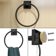 Load image into Gallery viewer, RUACQ 4 Pieces Bathroom Hardware Set, Toilet Paper Holder, Towel Ring, Towel Hook, 18-inch Towel Bar, Stainless Steel and Zinc Alloy, Matte Black, CQ-870B-4P
