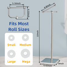 Load image into Gallery viewer, RUACQ Toilet Paper Holder Stand with Post Pivoting Design, Stable Weighted Base, SUS304 Stainless Steel, Chrome, CQ-4801-C
