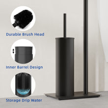 Load image into Gallery viewer, RUACQ Toilet Paper Holder Stand with Toilet Brush and Holder Set, 304 Stainless Steel, Weighted Base, Heavy Duty, Matte Black, CQ-4081-B
