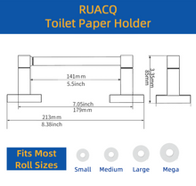 Load image into Gallery viewer, RUACQ Toilet Paper Holder Wall Mounted, Double Post Pivoting, Stainless Steel and Zinc Alloy, Matte Black, CQ-87010C-B
