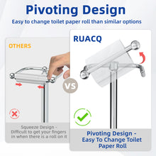 Load image into Gallery viewer, RUACQ Toilet Paper Holder Stand with Storage for 4 Rolls, Post Pivoting Design, Stable Weighted Base, SUS304 Stainless Steel, Chrome, CQ-4802-C
