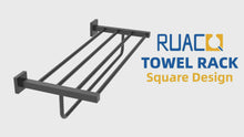 Load and play video in Gallery viewer, RUACQ 24inch Towel Rack, Square Base, SUS 304 Stainless Steel, Heavy Duty, Brushed Nickel, CQ-8831-N
