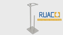 Load and play video in Gallery viewer, RUACQ Toilet Paper Holder Stand with Storage for 4 Rolls, Post Pivoting Design, Stable Weighted Base, SUS304 Stainless Steel, Brushed Nickel, CQ-4802-N
