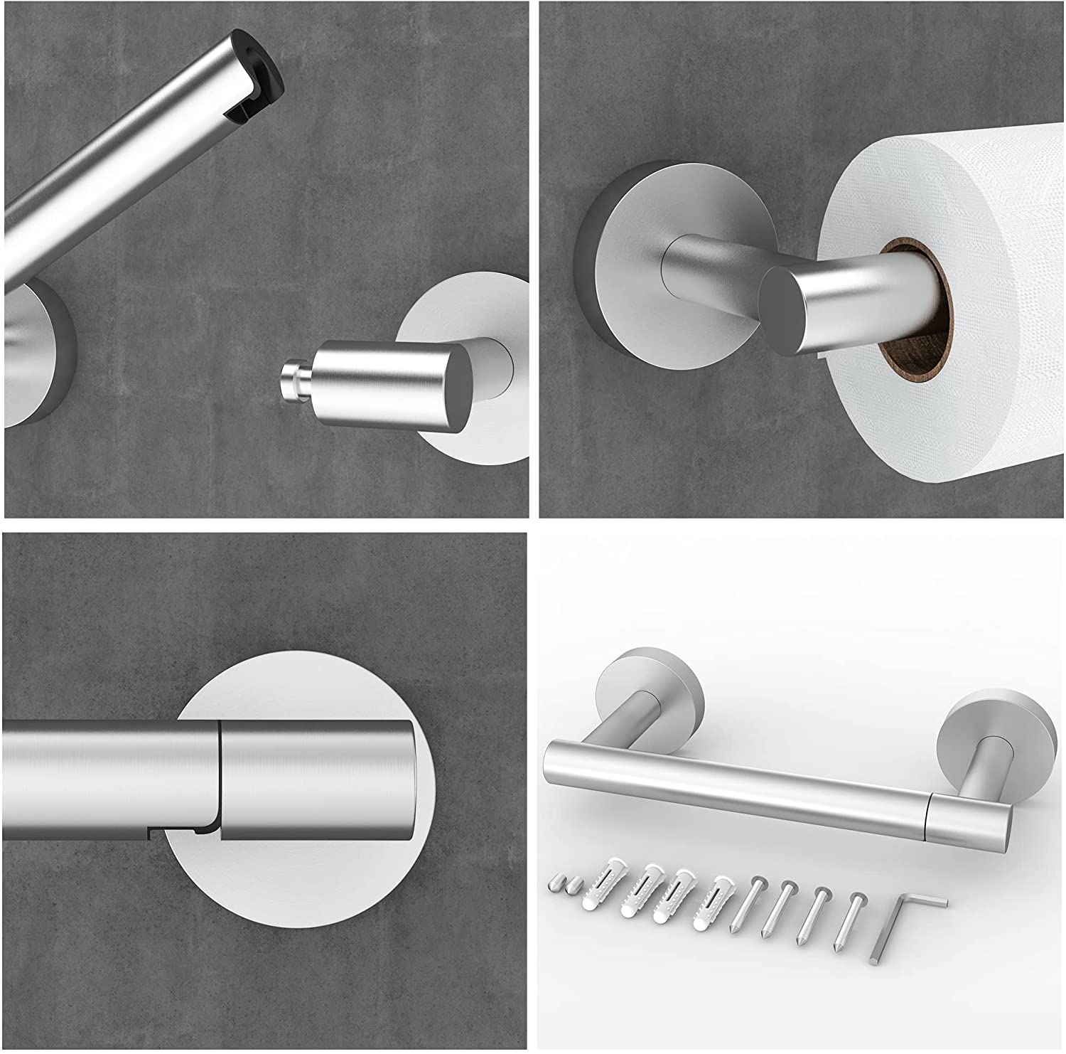 Matte Black Double Post Pivoting Wall Mounted Stainless Steel Toilet Paper Holder for Bathroom RV, by FIXSEN