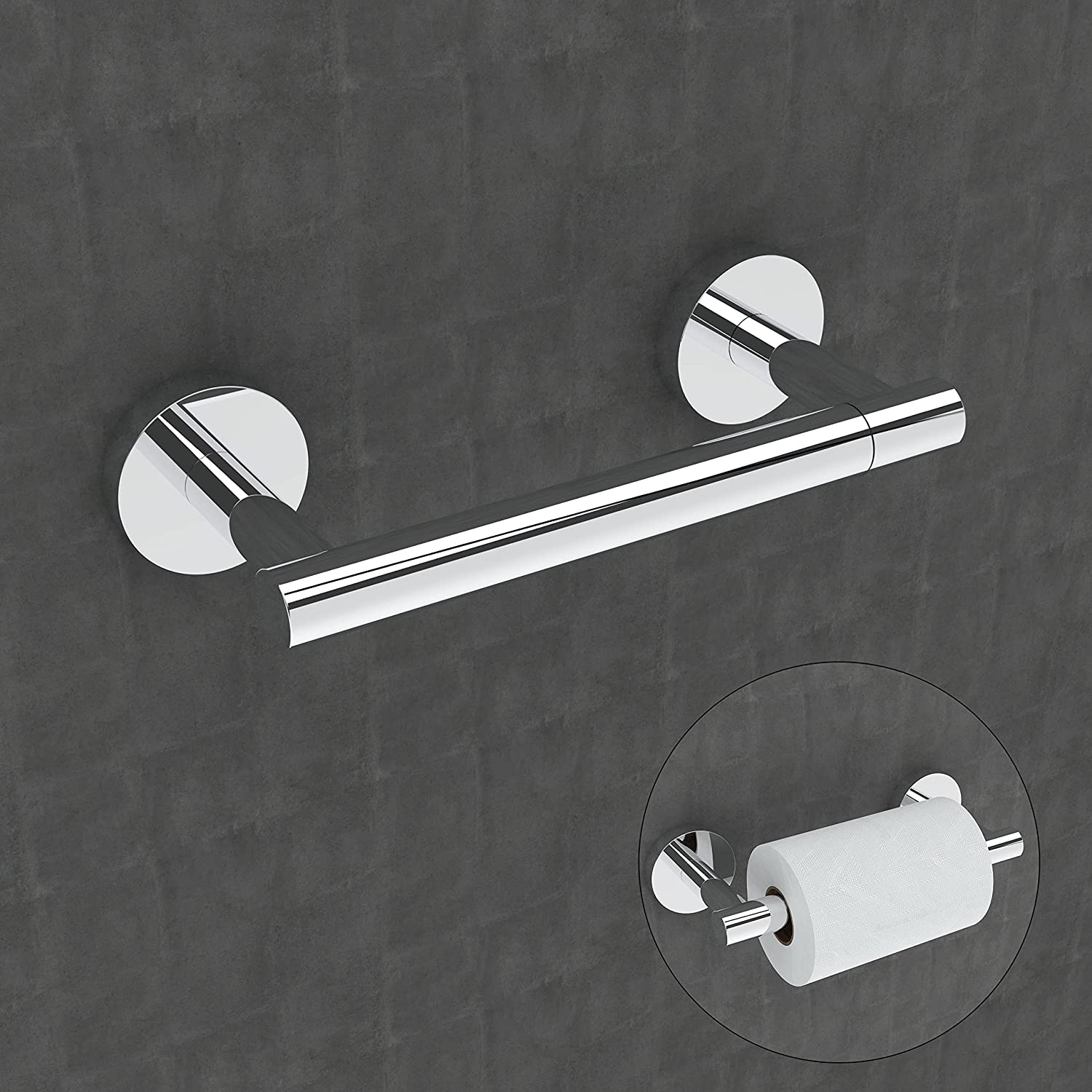 Matte Black Double Post Pivoting Wall Mounted Stainless Steel Toilet Paper Holder for Bathroom RV, by FIXSEN