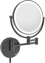 Load image into Gallery viewer, LED Wall-Mount Makeup Mirror Brushed Nickel 10X Magnification
