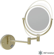 Load image into Gallery viewer, LED Wall-Mount Makeup Mirror Brushed Gold 10X Magnification
