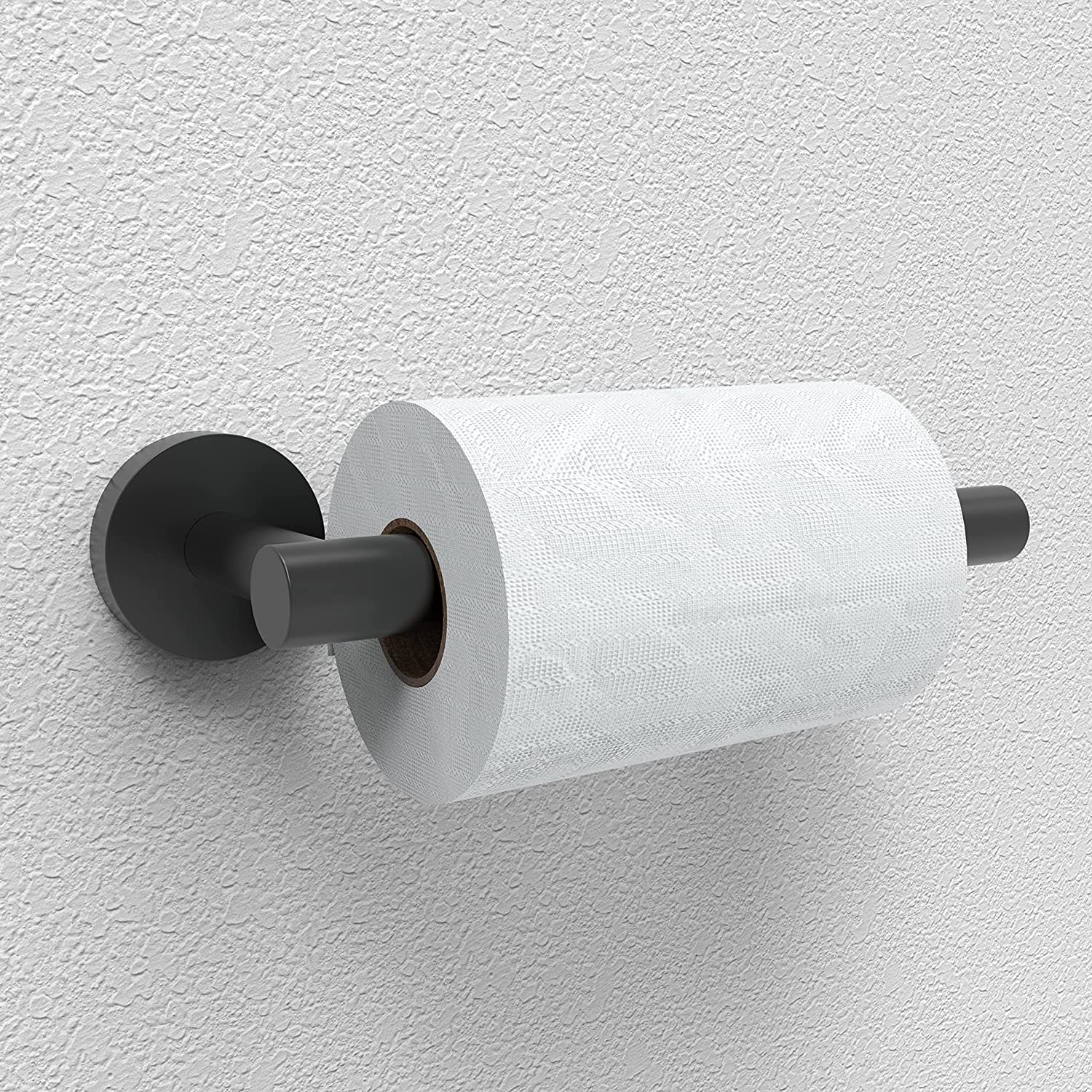 Matte Black Double Post Pivoting Wall Mounted Stainless Steel Toilet Paper Holder for Bathroom RV, by FIXSEN