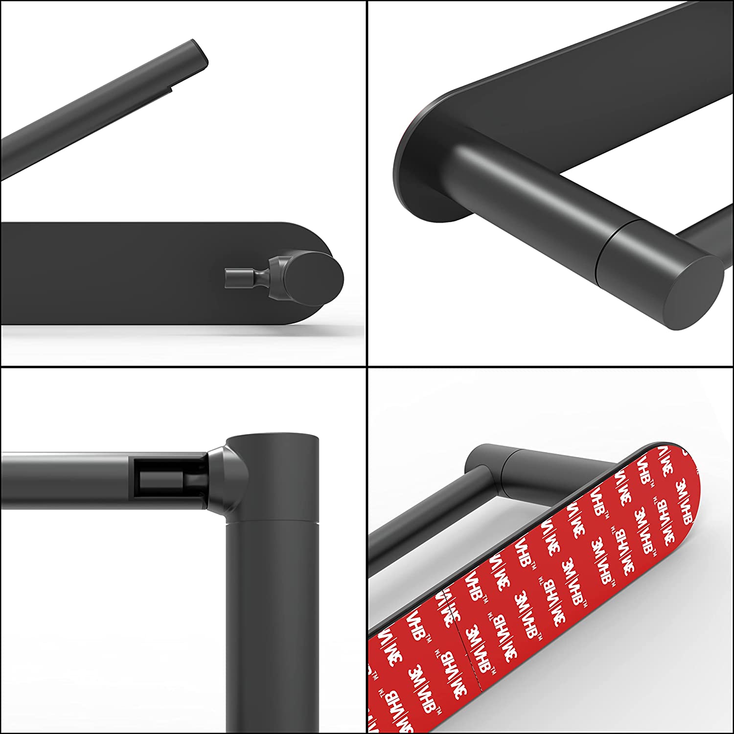 Self Adhesive Double Post Pivot Toilet Paper Holder Matte Black