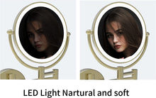 Load image into Gallery viewer, LED Wall-Mount Makeup Mirror Brushed Gold 10X Magnification
