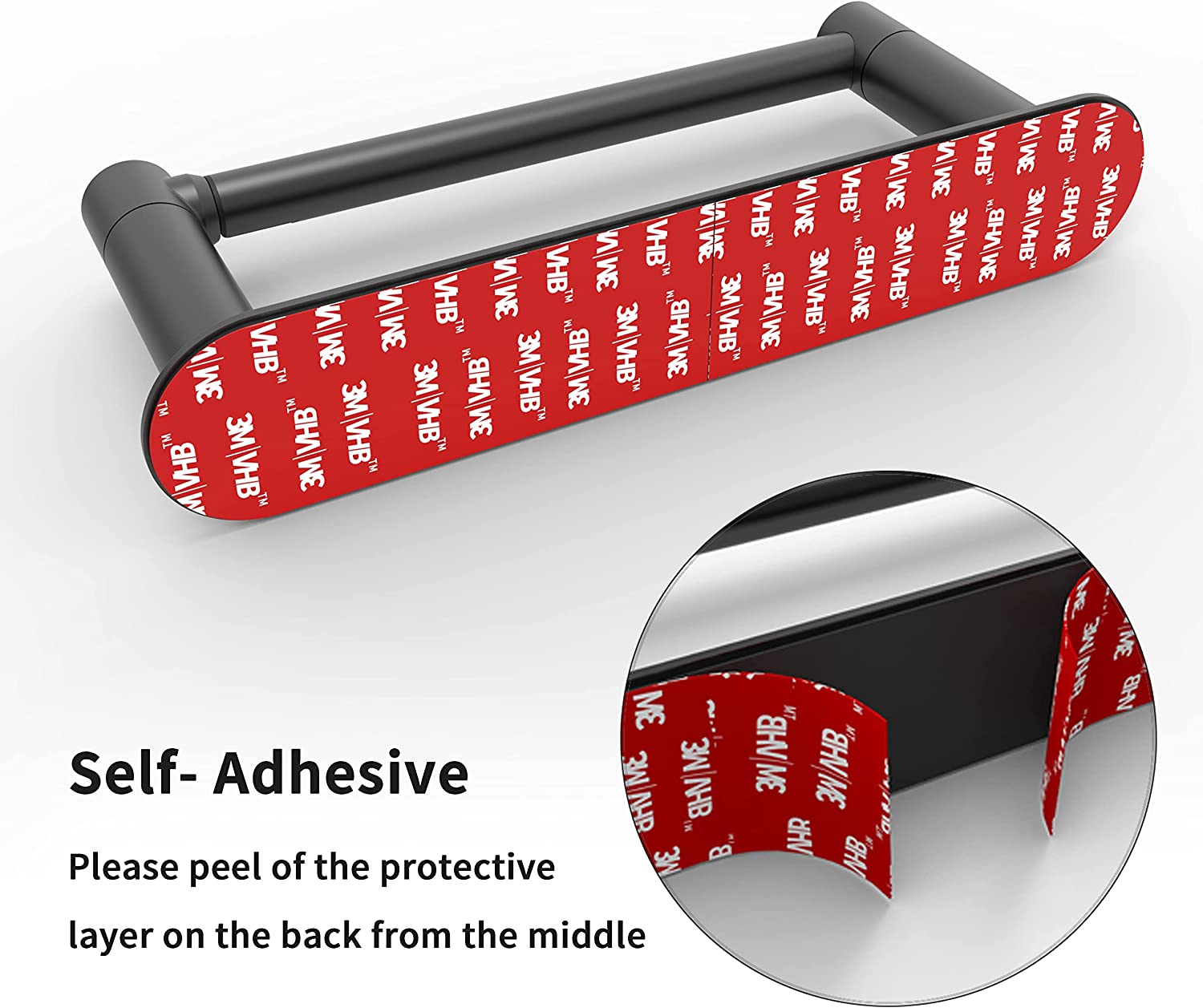 Self Adhesive Double Post Pivot Toilet Paper Holder Matte Black