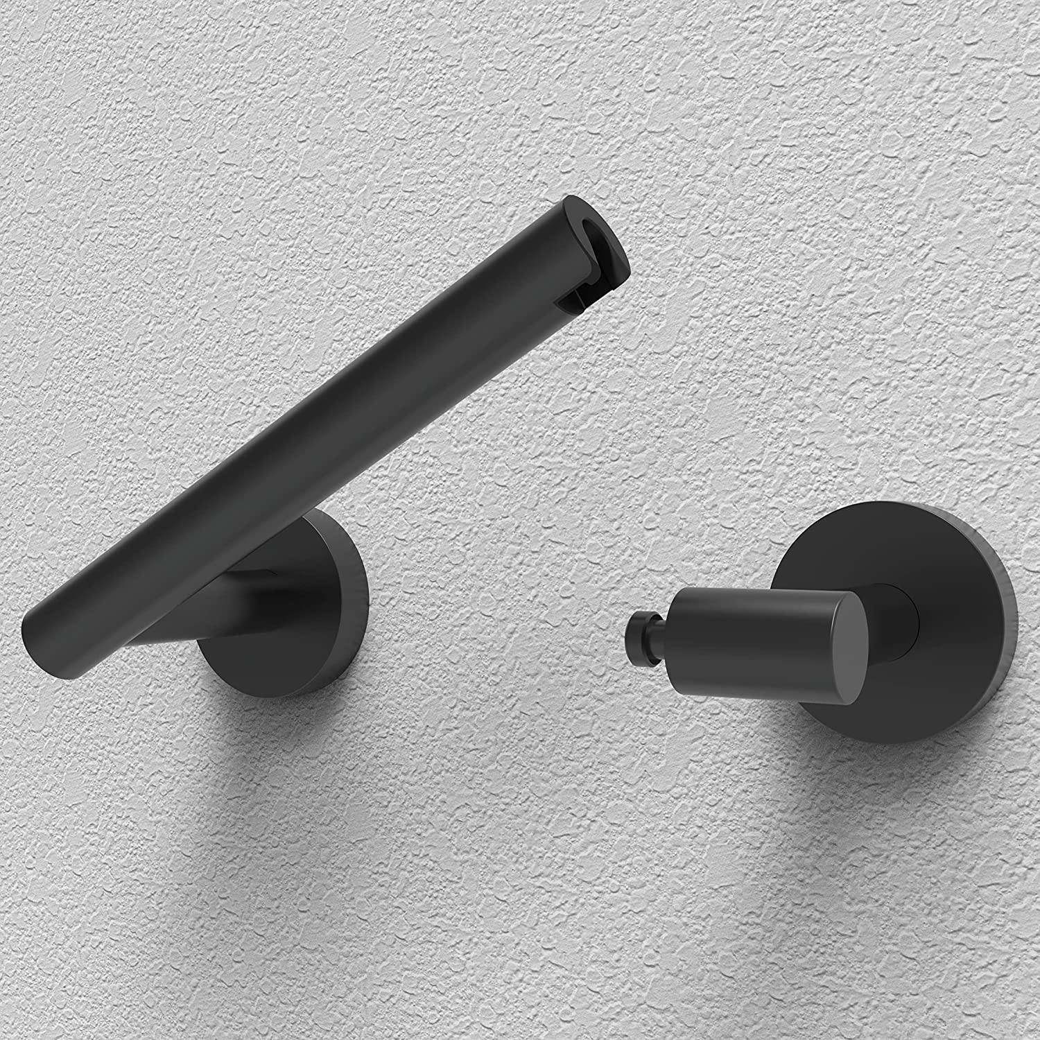 Matte Black Double Post Pivoting Wall Mounted Stainless Steel Toilet Paper Holder for Bathroom RV, by FIXSEN