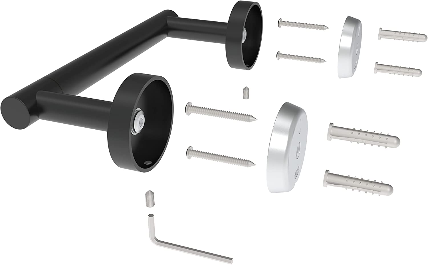 Matte Black Double Post Pivoting Wall Mounted Stainless Steel Toilet Paper Holder for Bathroom RV, by FIXSEN